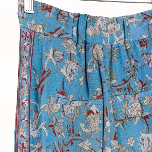 Veronica Beard Blue Pomeline Floral-Print Crepe de Chine Pants - Picture 7 of 12